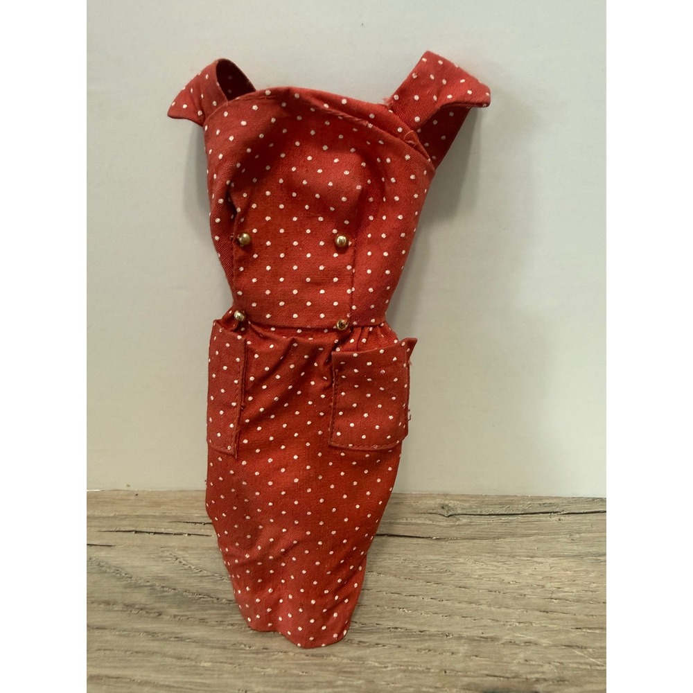 Vintage Barbie Doll Sheath‎ Brick Red Polka Dot Dress Fashion 1960s